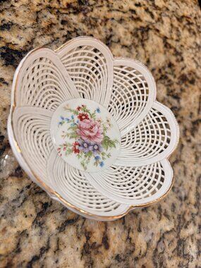 Vintage Schumann Arzberg Germany Lace Filigree Floral Bowl